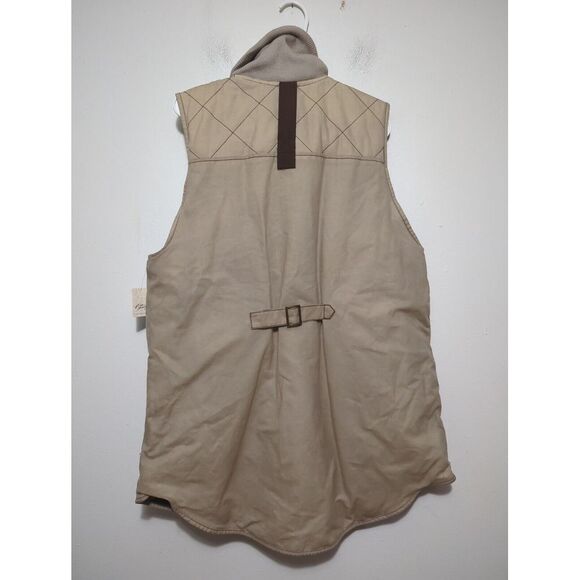 We The Free Womens Insulated Waxed Cotton Vest Beige Cord Trim Button Sz Medium - Picture 4 of 10